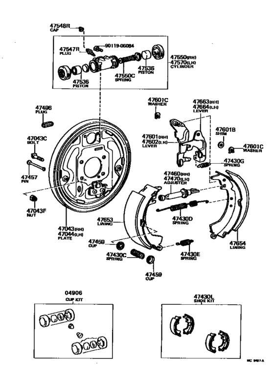 Rear Drum Brake Wheel Cylinder & Backing Plate