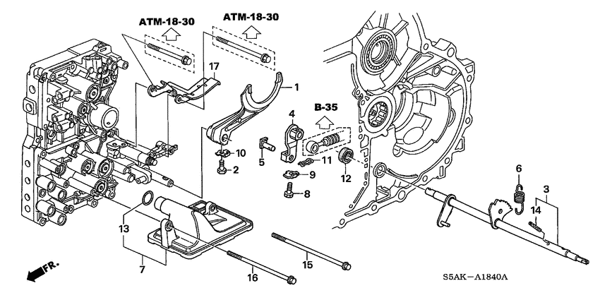 Shift fork/control shaft