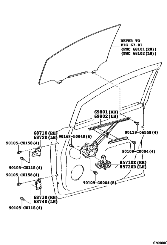Front Door Window Regulator & Hinge