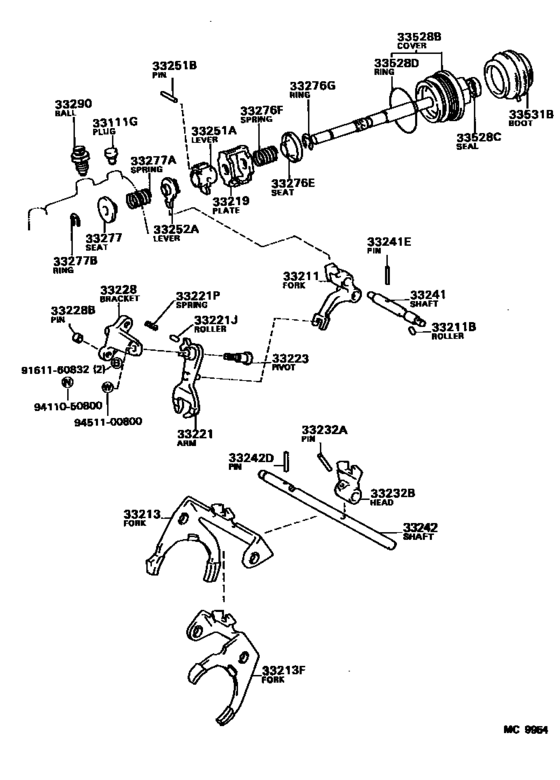 Gear Shift Fork & Lever Shaft (Mtm)