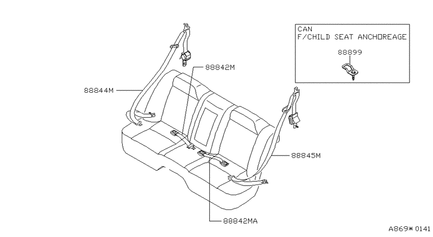 Rear seat belt