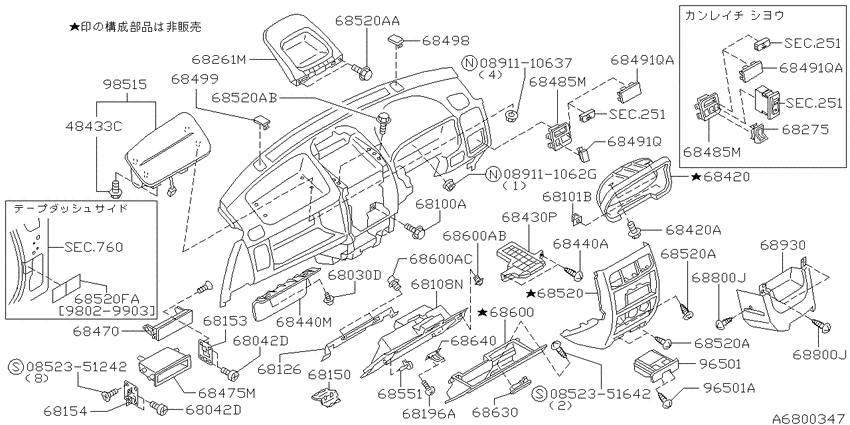 Instrument panel, pad & cluster lid