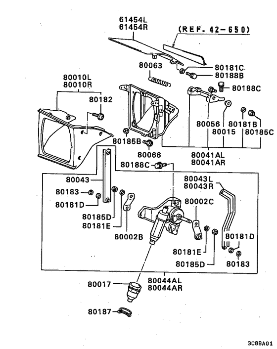 Headlamp pop up device