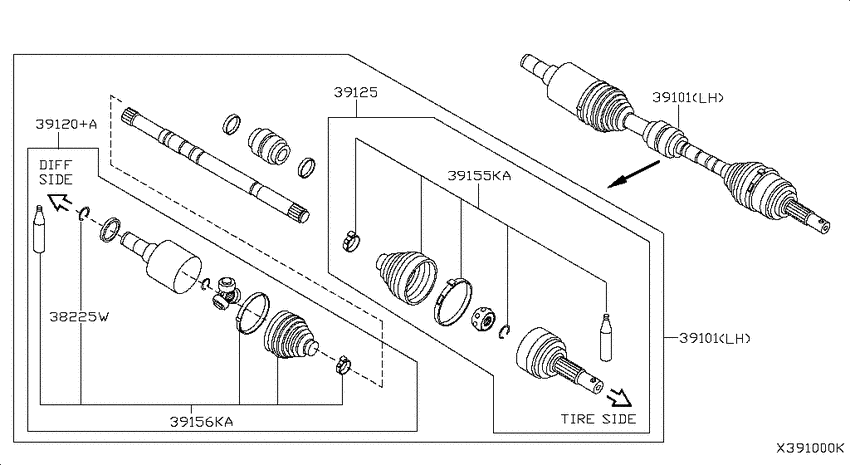 Front drive shaft (ff)