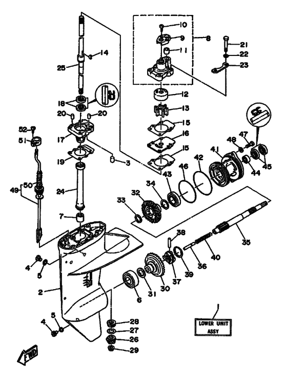 Lower casing & drive