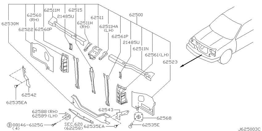 Front apron & radiator core support