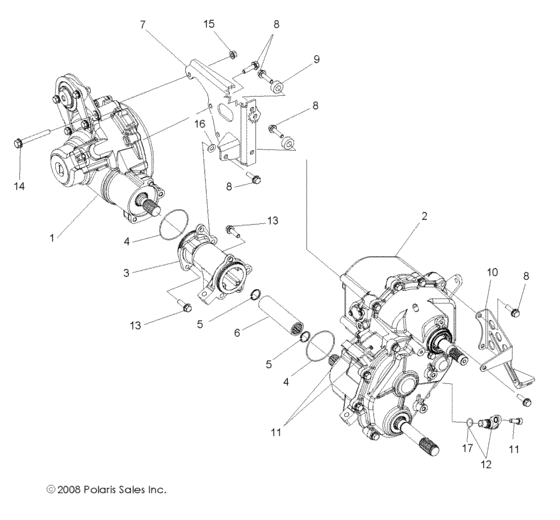 Drive train, gearcase, carrier mtg