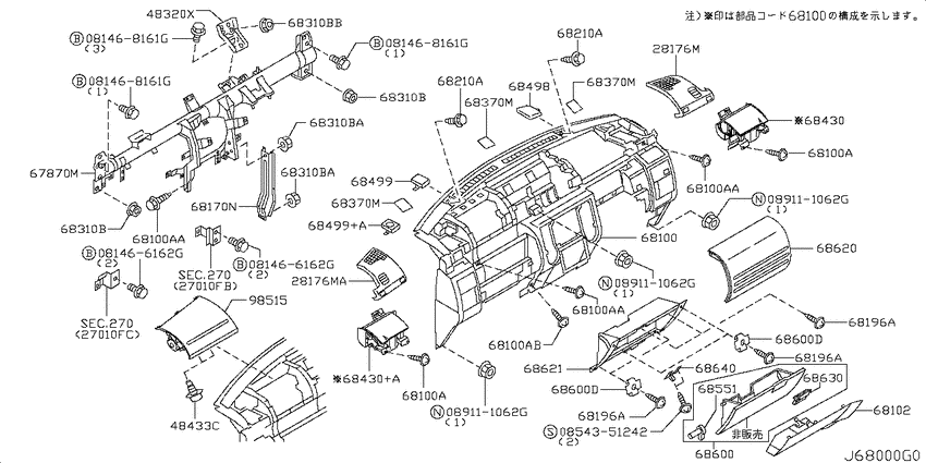 Instrument panel, pad & cluster lid