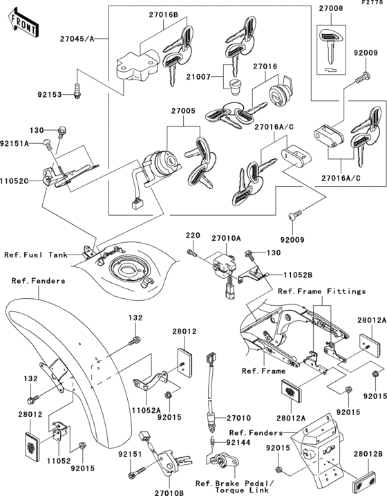 Ignition switch/locks/reflectors