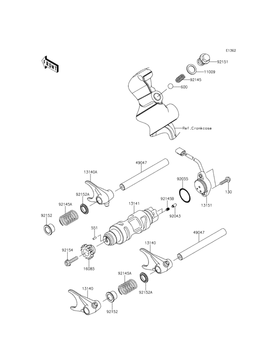 Gear change drum/shift fork(s)