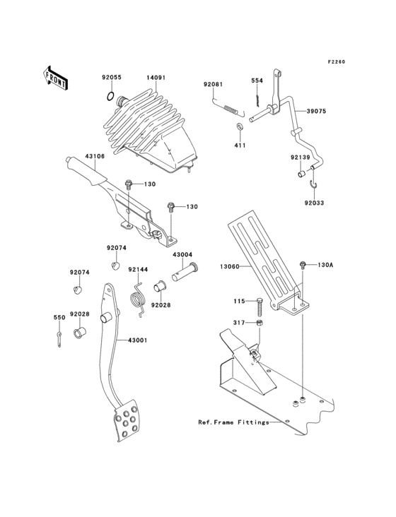 Brake pedal/throttle lever