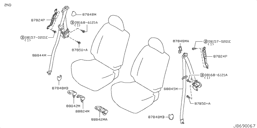 Rear seat belt