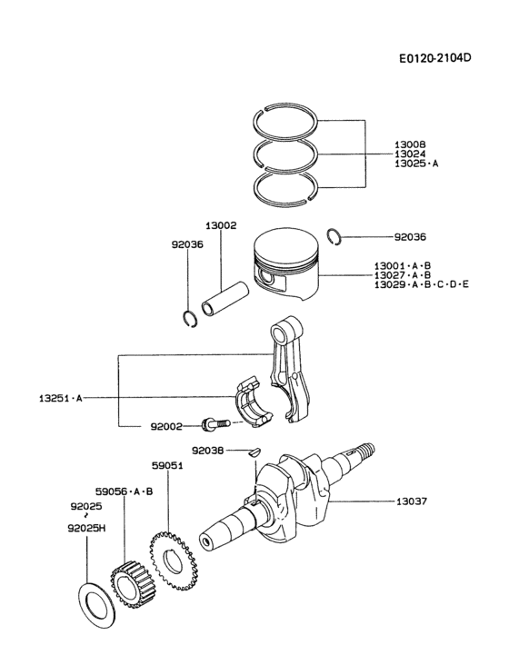 Piston/crankshaft