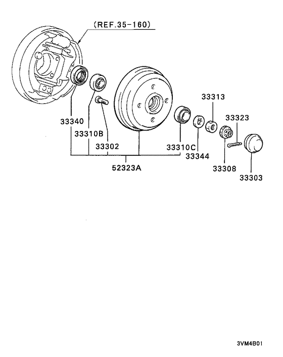 Rear axle hub & drum