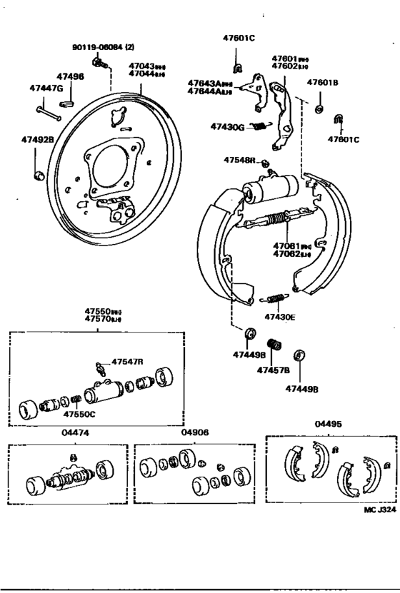 Rear Drum Brake Wheel Cylinder & Backing Plate