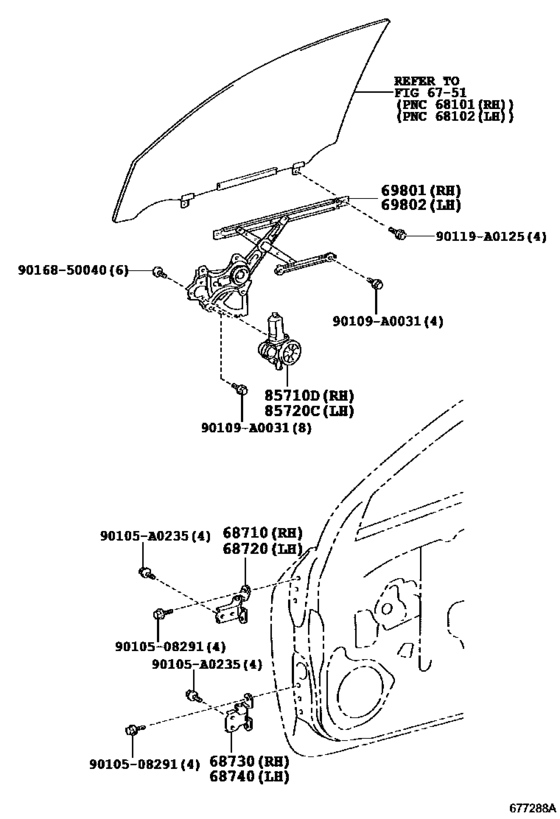 Front Door Window Regulator & Hinge