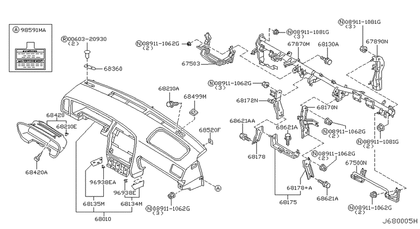 Instrument panel, pad & cluster lid