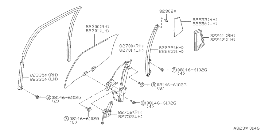 Rear door window & regulator