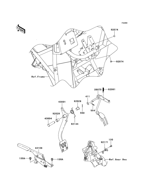 Brake pedal/throttle lever