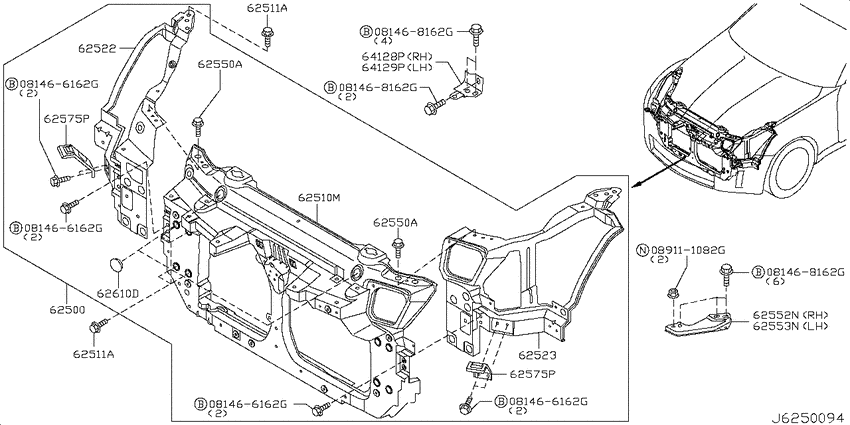 Front apron & radiator core support