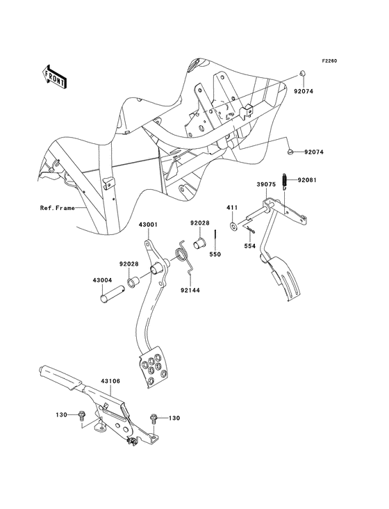 Brake pedal/throttle lever