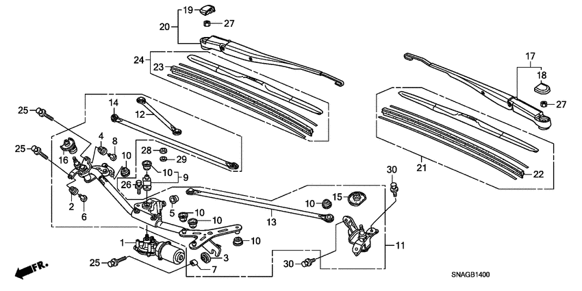 Front windshield wiper