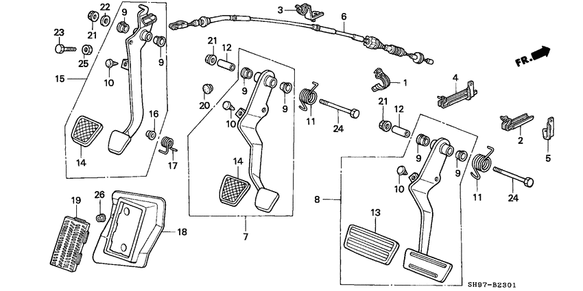 Brake pedal/clutch pedal