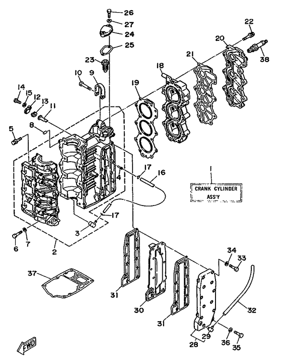 Cylinder. crankcase