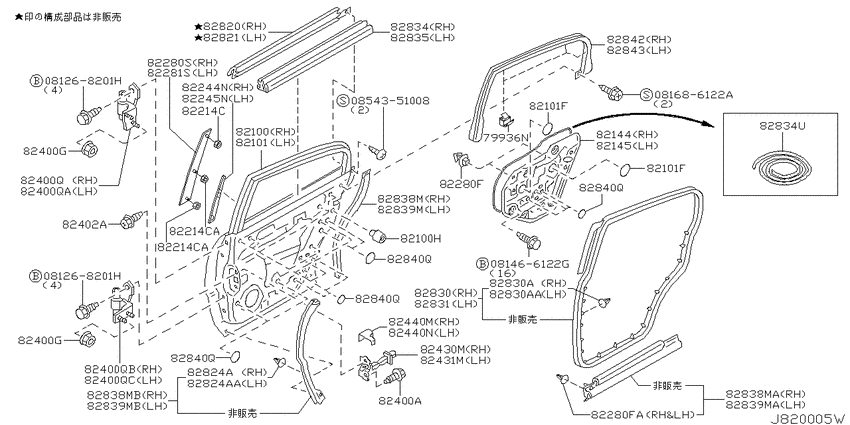 Rear door panel & fitting