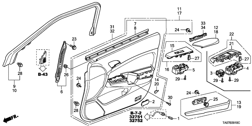 Как снять дверь аккорд 8 Front door lining для Honda ACCORD CP3, год: 2010. OEM запчасти - Мегазип (регио