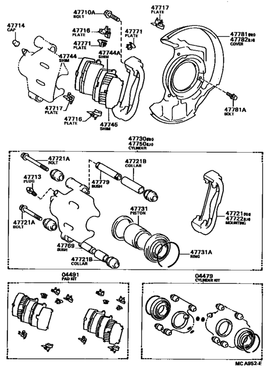 Front Disc Brake Caliper & Dust Cover
