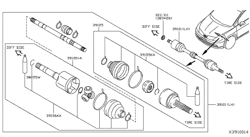 Front drive shaft (ff)