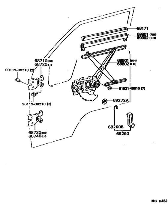 Front Door Window Regulator & Hinge