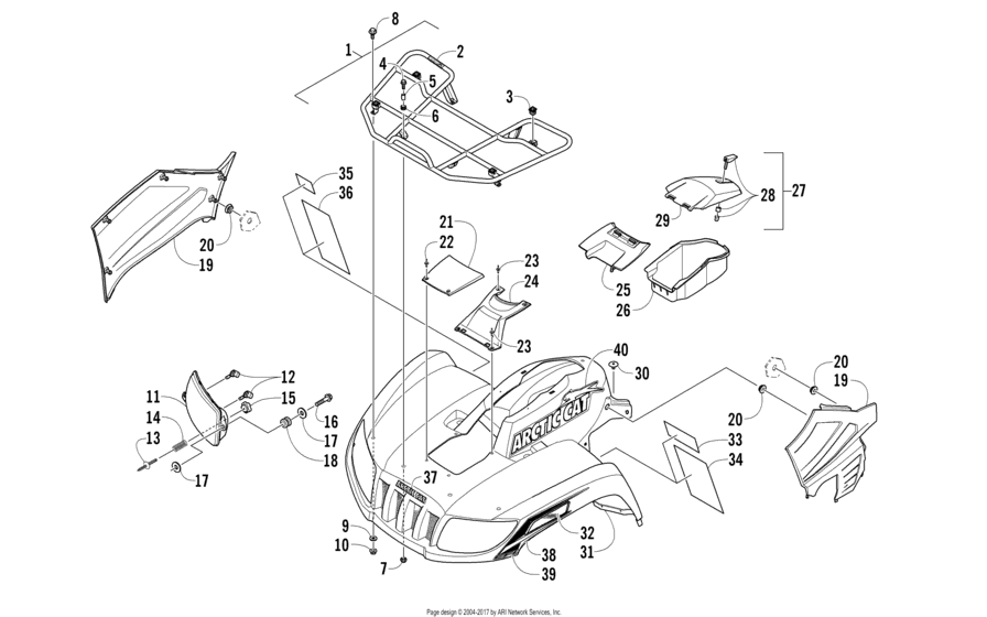 Front Rack, Body Panel, And Headlight Assemblies
