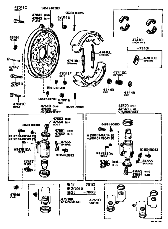Front Drum Brake Wheel Cylinder & Backing Plate