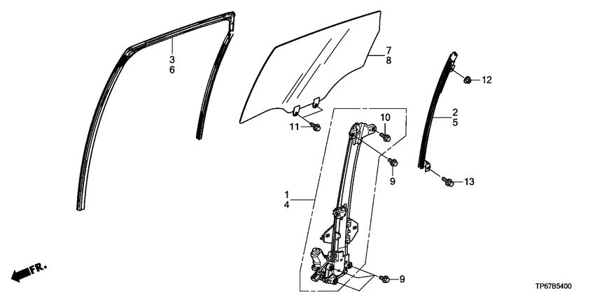 Rear door glass/regulator
