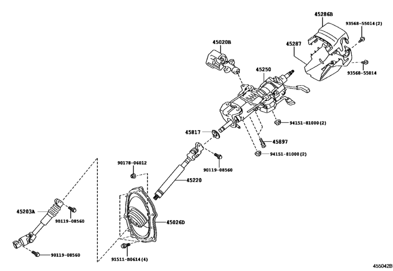 Steering Column & Shaft for 2007 2012 Toyota LAND CRUISER UZJ200