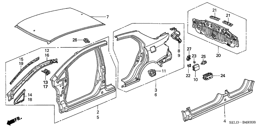 Outer panels/rear panel