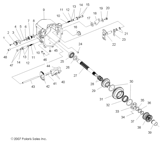 Gearcase, main, internal components 2