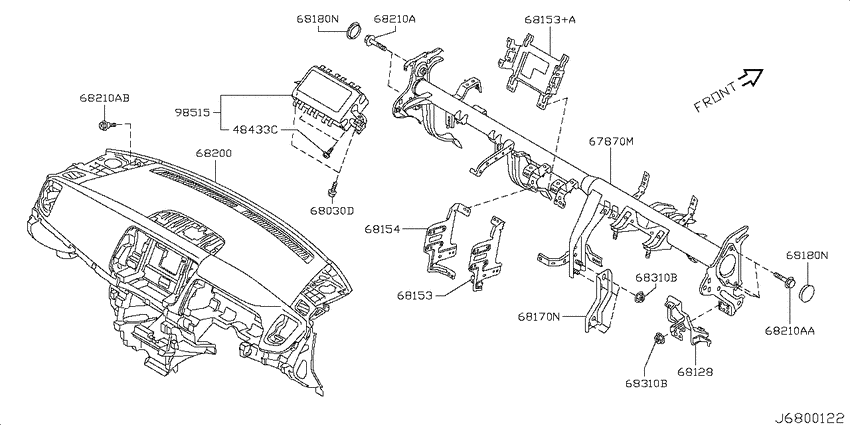 Instrument panel, pad & cluster lid