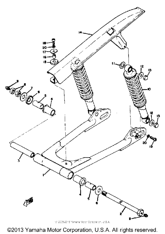 Swing arm rear shocks chain case