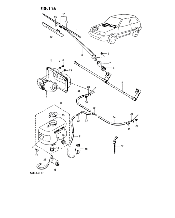 Front windshield wiper