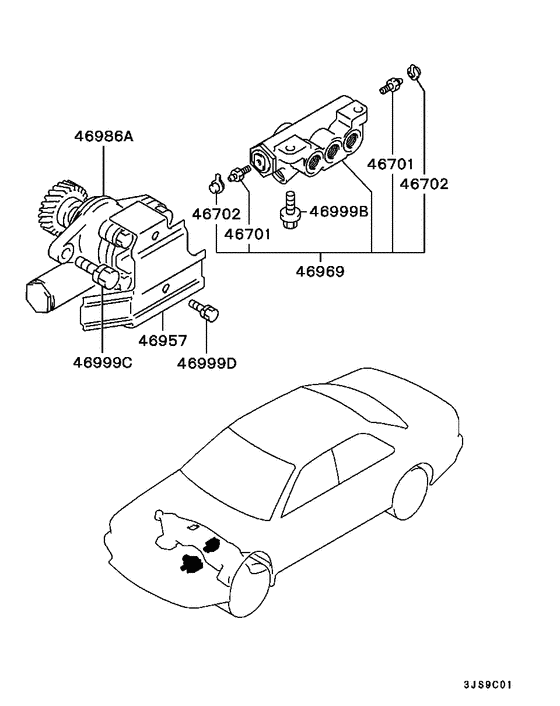 Rear steering oil pump