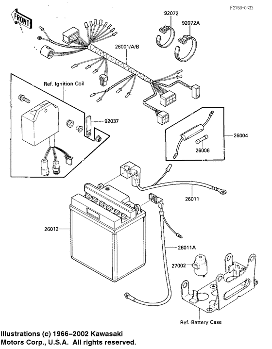 1985 Kawasaki Bayou 185 Wiring Diagram Chassis electrical equipment for 1985 Kawasaki KLF185 Bayou 185 (N) | USA sales region