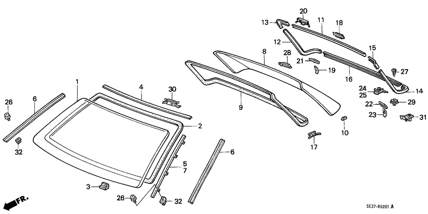 Front windshield/ rear window