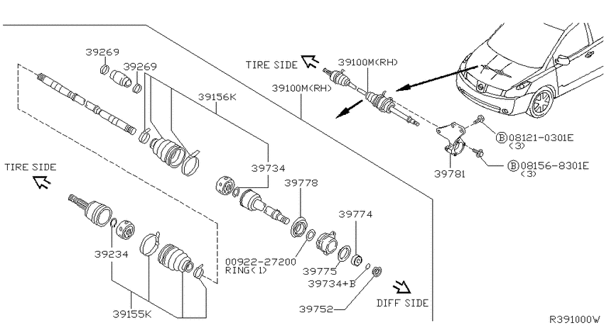Front drive shaft (ff)