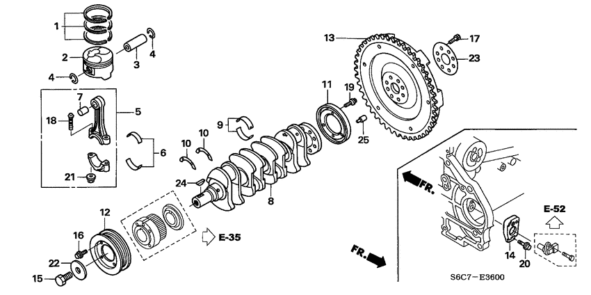 Crankshaft/piston/flywhee l