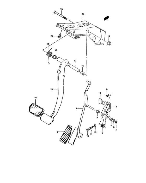 B pedal and pedal bracket