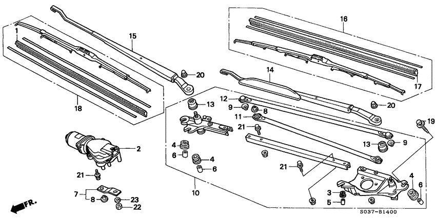Front windshield wiper