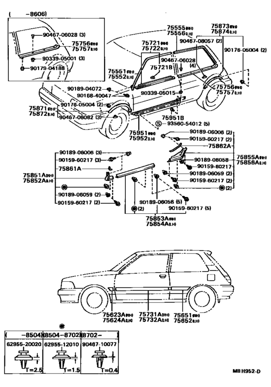 Side Moulding for 1984 - 1987 Toyota COROLLA AE82 | General sales